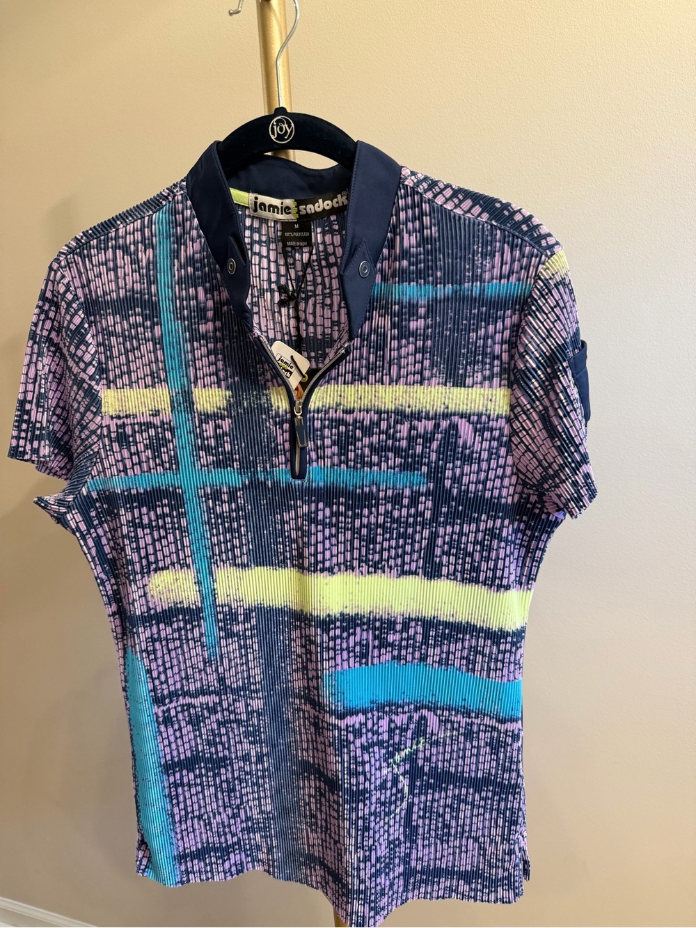 Jamie Sadock Woman’s  Navy Multicolor Short Sleeve Golf Polo